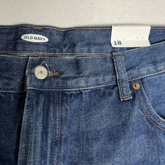 Old Navy High Rise Raw Hem Denim Shorts Medium Wash Blue Plus Size 18 New - Picture 11 of 15